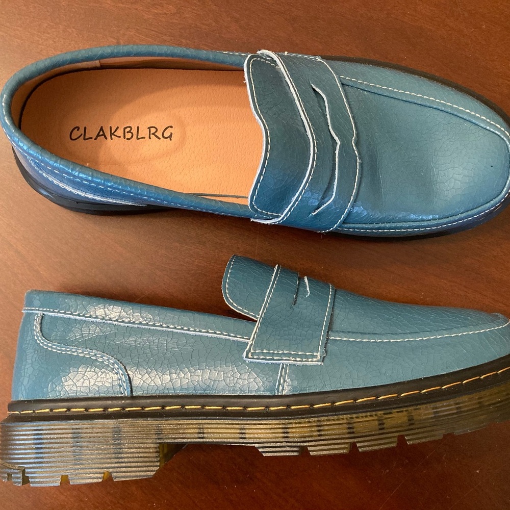 Women’s Teal Chunky Penny Loafers - Picture 4 of 5